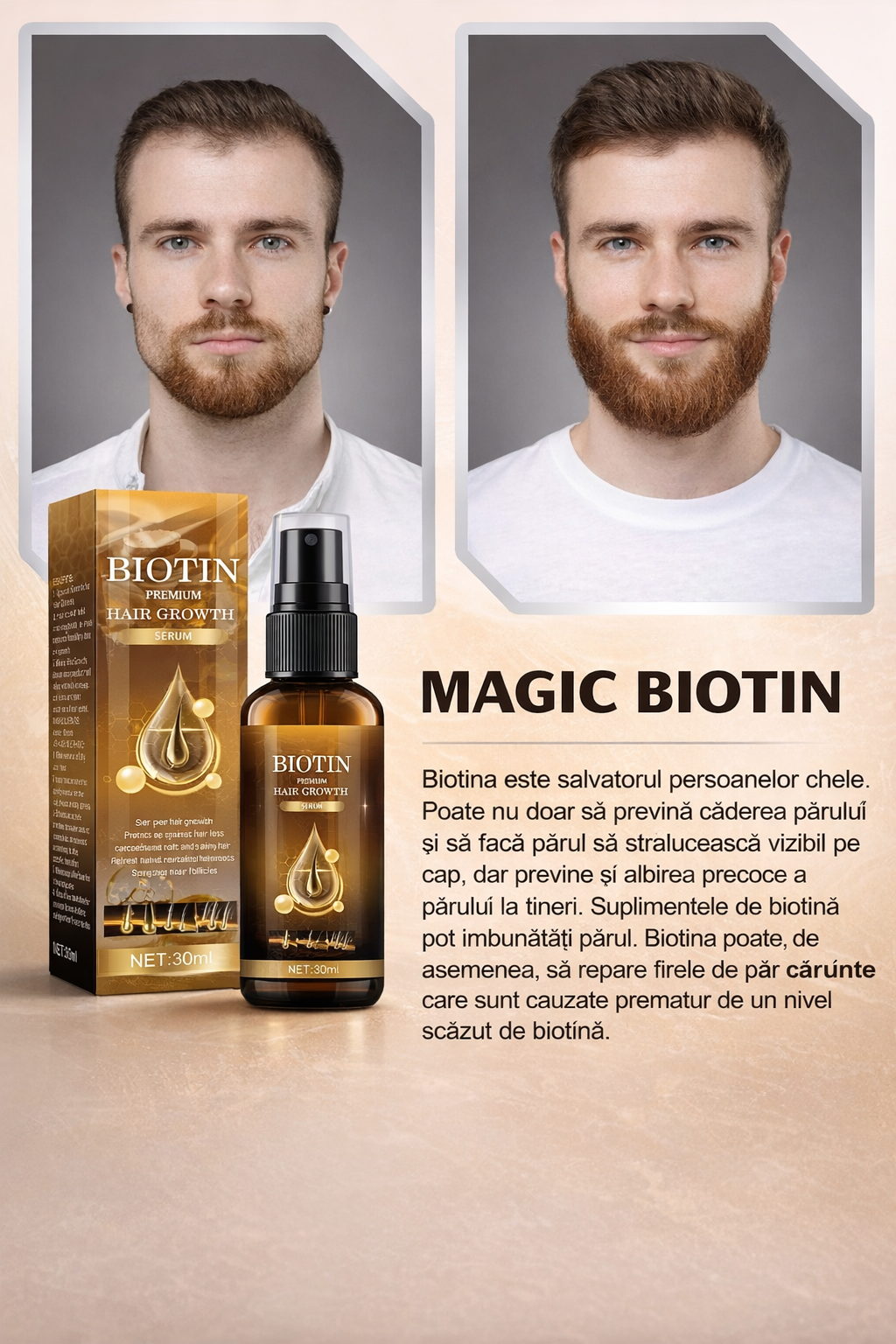 BIOTINA-Ser premium pentru creșterea părului
